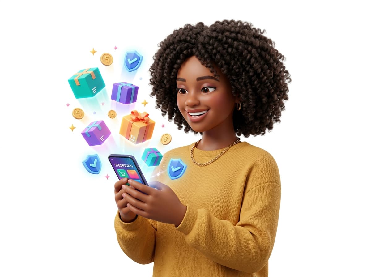 Young woman using smartphone for escrow and shopping