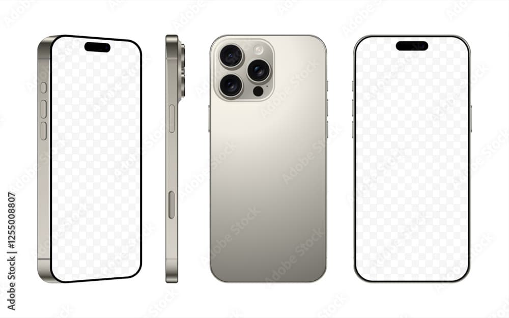 Modern titanium-finish smartphone on dark studio surface